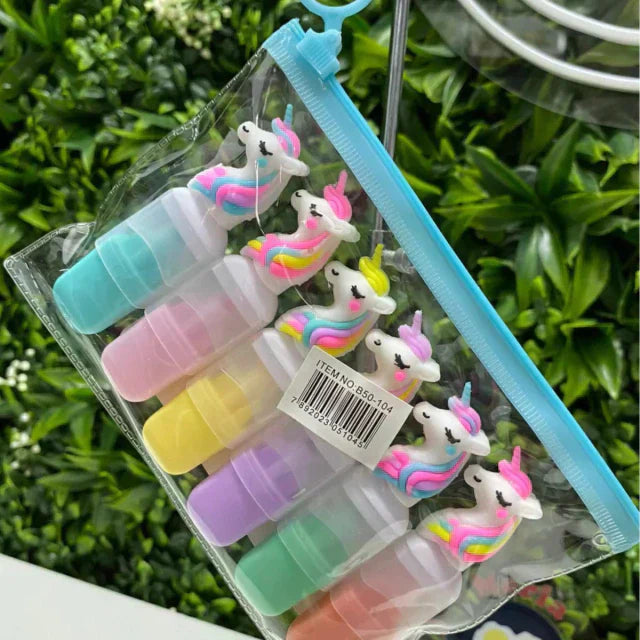 KIT 6 CANETINHAS MARCA TEXTO UNICORNIO SX-385