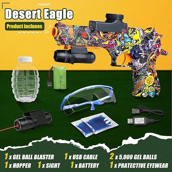 Anstoy Gel Ball Blaster - Splatter, dispara pistola de gel - diversão no quintal e jogos ao ar livre para maiores de 14 anos