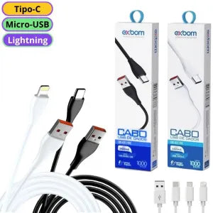CABO DE DADOS USB 2.4A CARGA RÁPIDA 1M - EXBOM