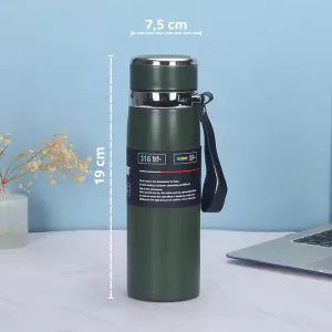 GARRAFA TÉRMICA INOX METAL CHROME COM TERMÔMETRO DIGITAL 600ML - GDR-0993