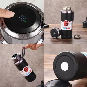 GARRAFA TÉRMICA INOX METAL KETTLE COM TERMÔMETRO DIGITAL 1000ML - GDR-0065