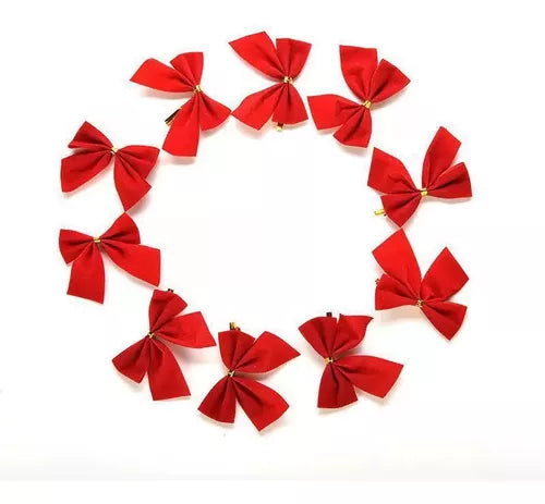 Cartela 48 Laço Veludo Pequeno Vermelho Enfeite Árvore Natal