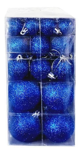 Kit C/100 Bolas De Natal Lisas/foscas/glitter - Azul