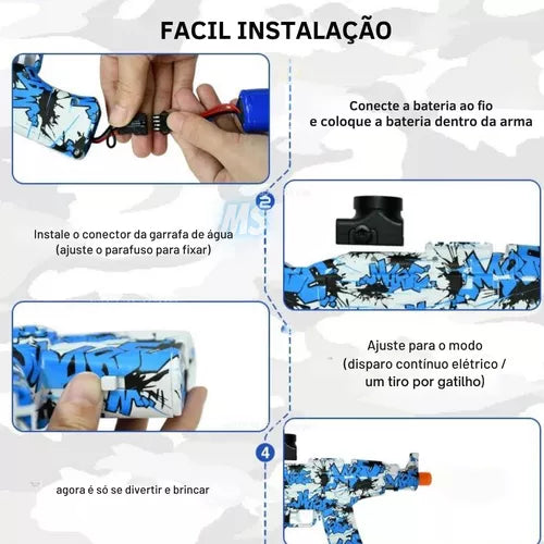 kit 2 lançadores de brinquedo Elétrica Lança Bolinhas Gel Metralhadora Pist