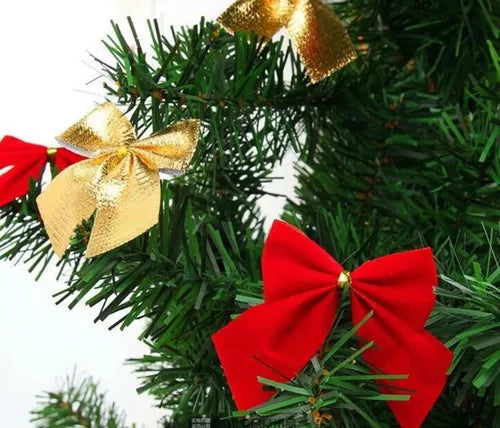 Cartela 48 Laço Veludo Pequeno Vermelho Enfeite Árvore Natal