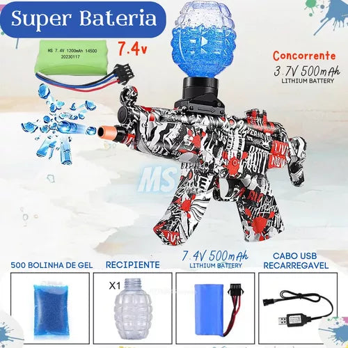 kit 2 lançadores de brinquedo Elétrica Lança Bolinhas Gel Metralhadora Pist