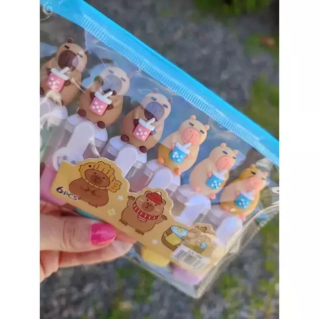 KIT 6 CANETINHAS MARCA TEXTO CAPIVARAS SX-396