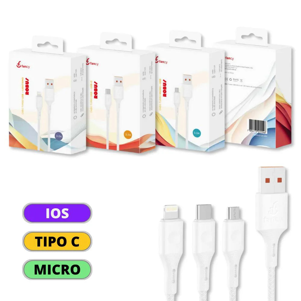 CABO DE DADOS TURBO 3.0A ROBUS - 1 METRO - FANCY - CA-08