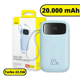 Carregador Portátil Power Bank Turbo 22.5W 20.000mAh - Azul - Baseus