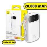 Carregador Portátil Power Bank Turbo 22.5W 20.000mAh - Branco - Baseus