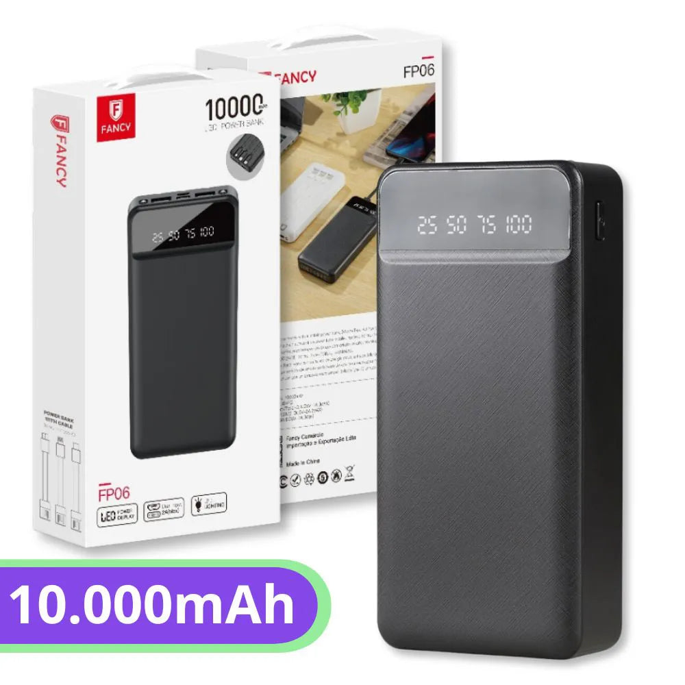 CARREGADOR PORTÁTIL POWERBANK 10000MAH 2A - FANCY - FP06