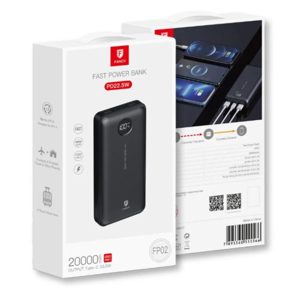 CARREGADOR PORTÁTIL TURBO POWERBANK 20000MAH PD 22.5W - FANCY - FP02