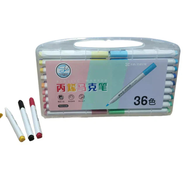 KIT 36 CANETINHAS MARCADORAS ACRÍLICAS PONTA ÚNICA TK-36