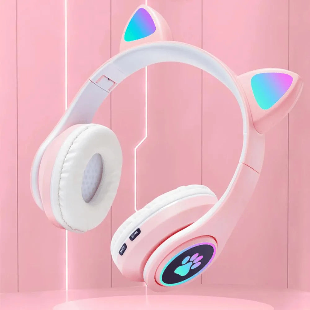 HEADPHONE BLUETOOTH C/ ORELHA DE GATINHO E LUZES RGB - ALTOMEX - B-19B