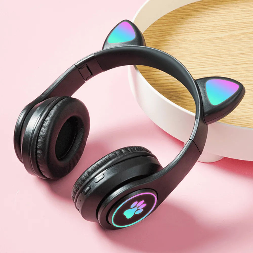 HEADPHONE BLUETOOTH C/ ORELHA DE GATINHO E LUZES RGB - ALTOMEX - B-19B