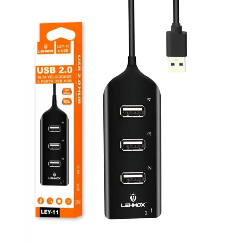 HUB USB 2.0 COM 4 PORTAS - LEHMOX - LEY-11
