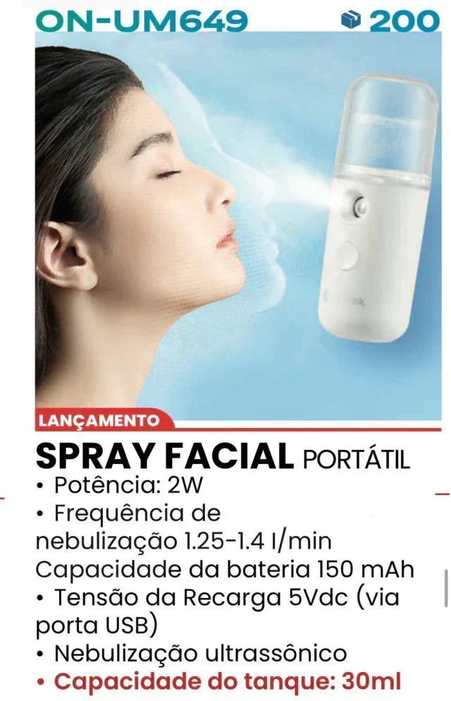 UMIDIFICADOR SPRAY FACIAL PORTÁTIL ON-UM649