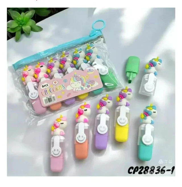 KIT 6 CANETINHAS MARCA TEXTO UNICORNIO SX-385