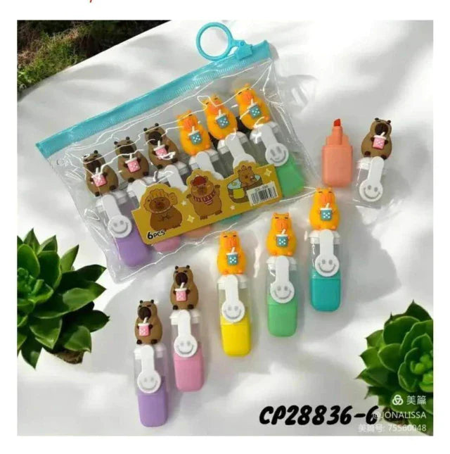 KIT 6 CANETINHAS MARCA TEXTO CAPIVARAS SX-396