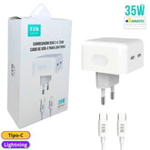 KIT CARREGADOR 2 USB-C 1.2M 35W - FAM