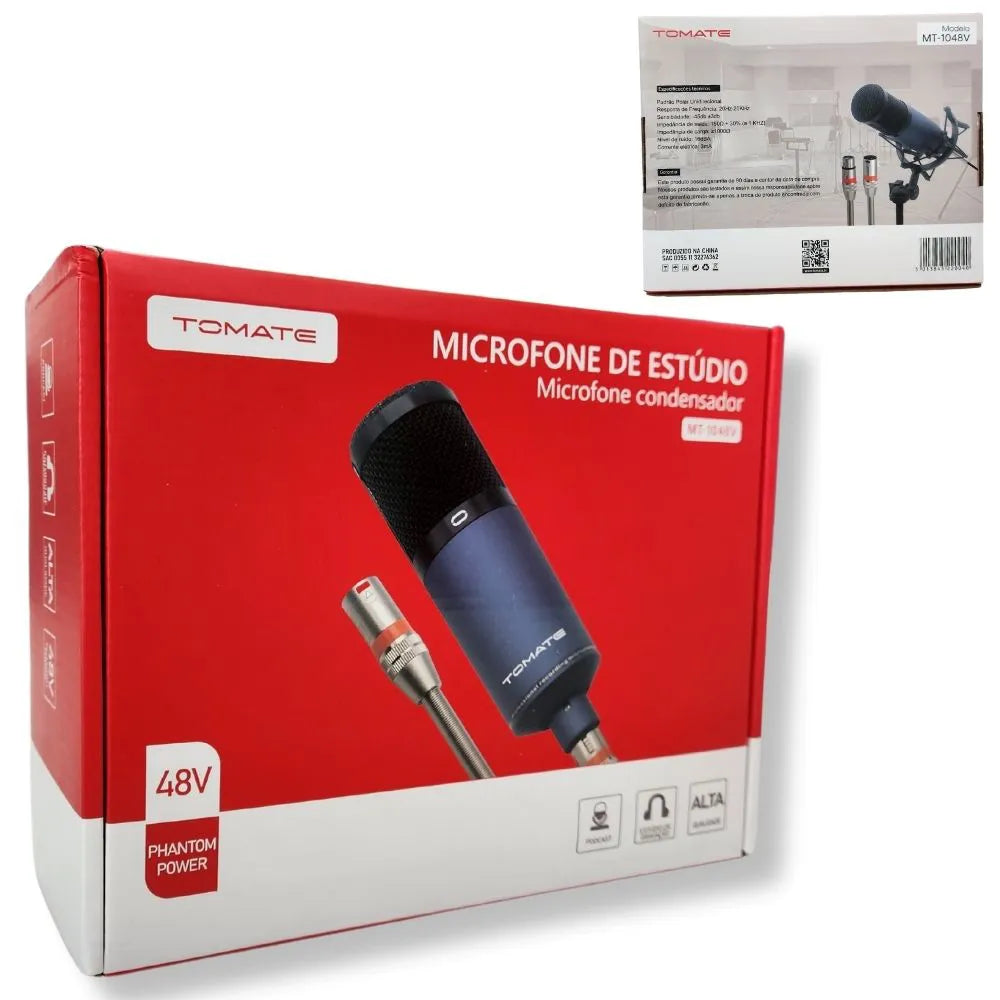 MICROFONE CONDENSADOR DE ESTÚDIO - TOMATE - MT-1048V