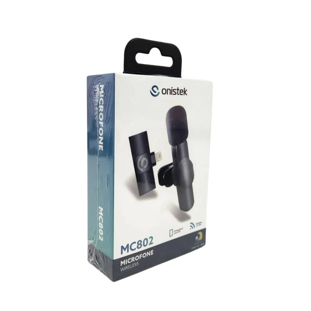 MICROFONE DE LAPELA SEM FIO - LIGHTNING - ON-MC802