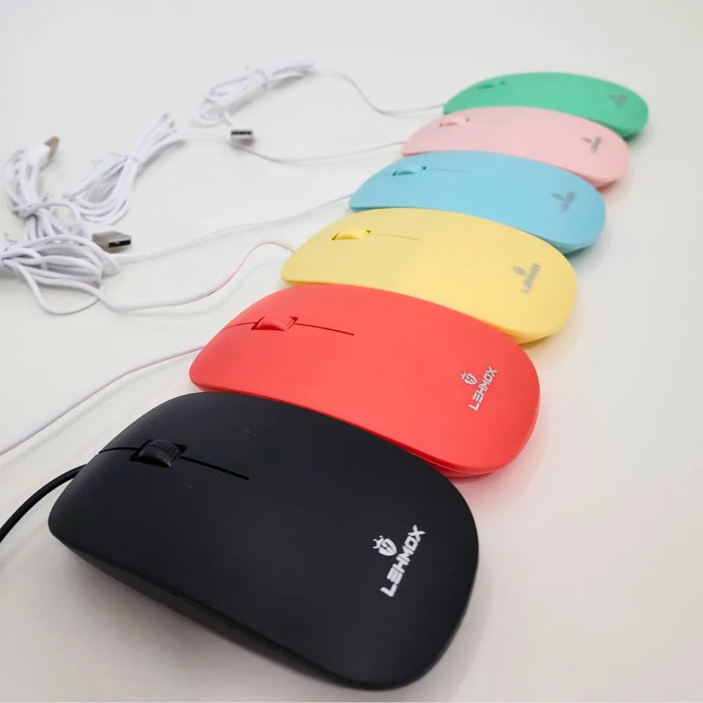 MOUSE ÓPTICO COLORIDO COM FIO - LEHMOX - LEY-1564