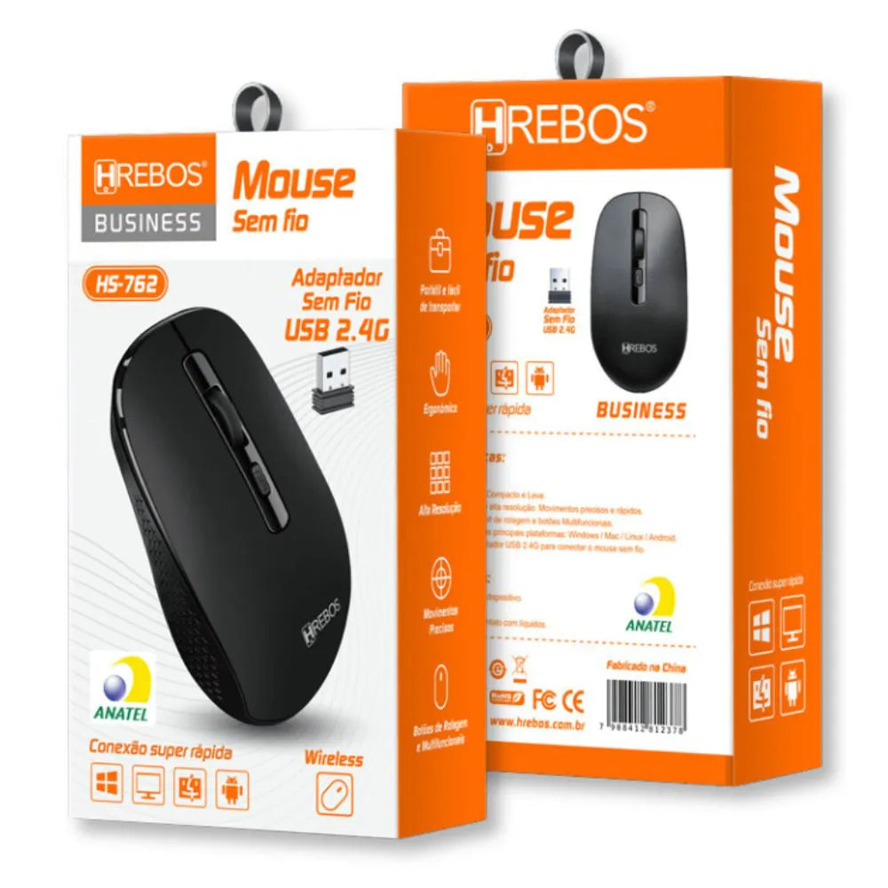 MOUSE SEM FIO BUSINESS WIRELESS 2.4G - HREBOS - HS-762