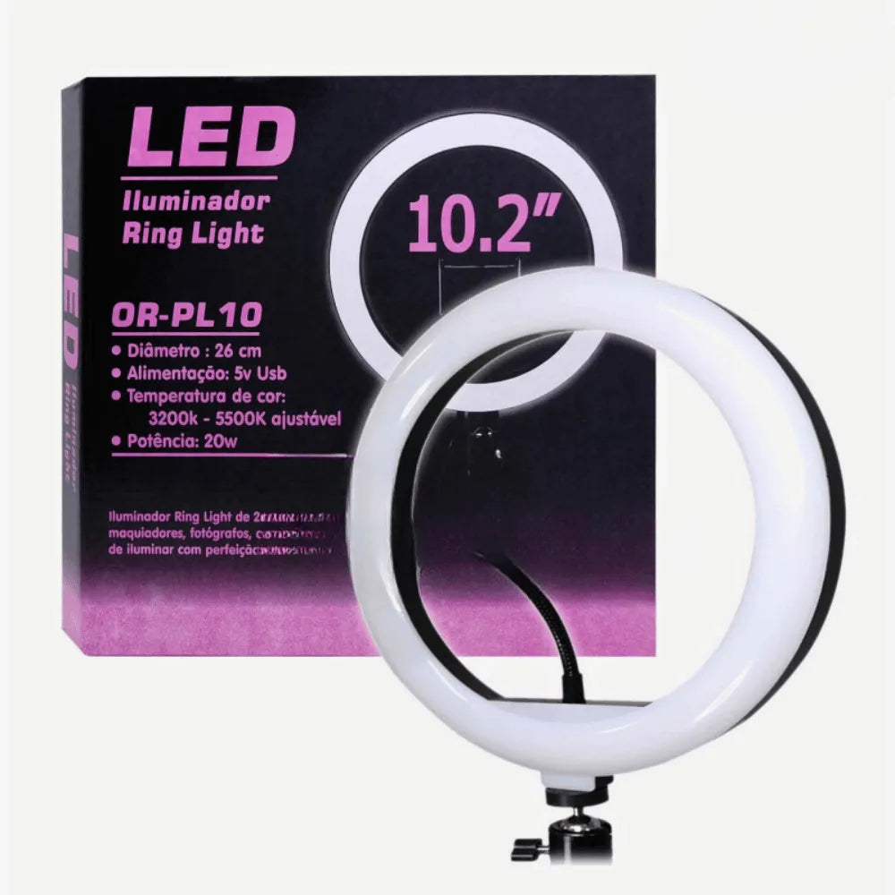 RING LIGHT 10" COM SUPORTE PARA CELULAR