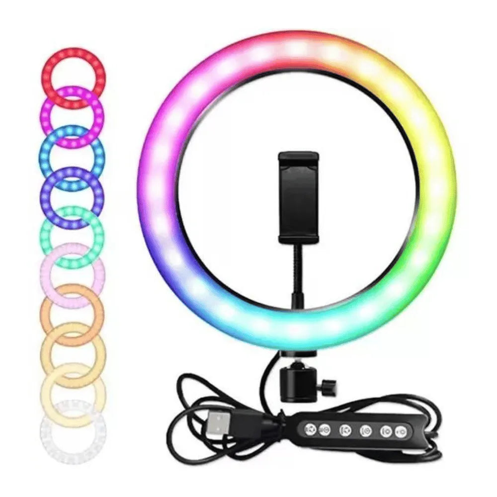 RING LIGHT RGB 10" C/ SUPORTE PARA CELULAR - XTRAD - BJ-260RGB