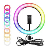 RING LIGHT RGB 10" C/ SUPORTE PARA CELULAR - XTRAD - BJ-260RGB