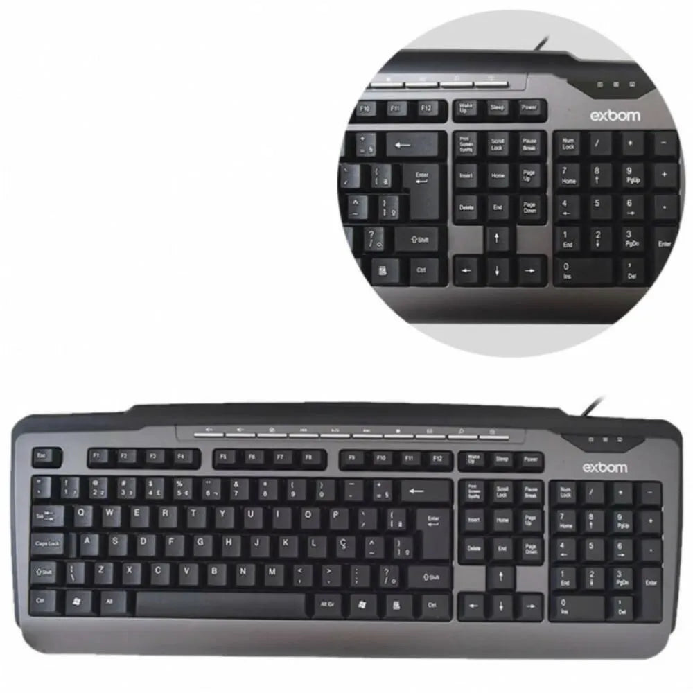 TECLADO MULTIMÍDIA USB C/ FIO - EXBOM - BK-170M