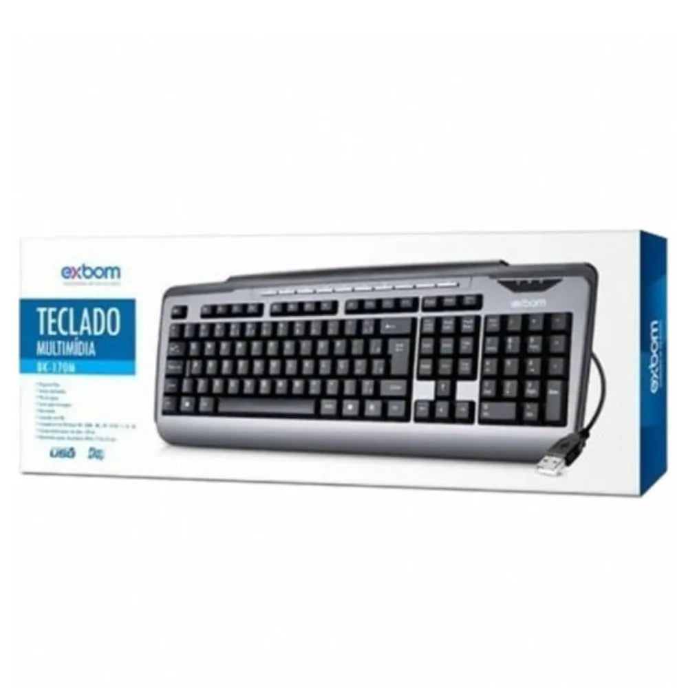 TECLADO MULTIMÍDIA USB C/ FIO - EXBOM - BK-170M