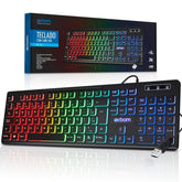 TECLADO MULTIMÍDIA USB GAMER C/ FIO LED RGB - EXBOM - BK-155C