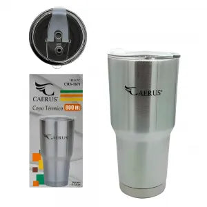 COPO TÉRMICO C/ TAMPA 900ML - CAERUS - CRS-1671