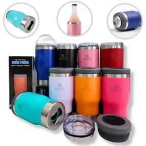 COPO TÉRMICO INOX 420ML COM PORTA GARRAFA LATINHA E ABRIDOR