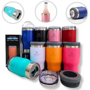 COPO TÉRMICO INOX 420ML COM PORTA GARRAFA LATINHA E ABRIDOR