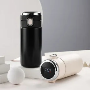 GARRAFA TÉRMICA INOX COM MEDIDOR TEMPERATURA DIGITAL 420ML