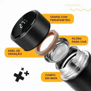 GARRAFA TÉRMICA INOX COM TERMÔMETRO DIGITAL 500ML