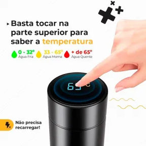 GARRAFA TÉRMICA INOX COM TERMÔMETRO DIGITAL 500ML