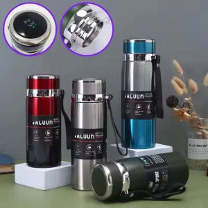 GARRAFA TÉRMICA INOX METAL CHROME COM TERMÔMETRO DIGITAL 600ML - GDR-0993