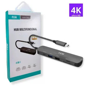 HUB MULTIFUNCIONAL 4 EM 1 TIPO-C - FAM - FCA-U104