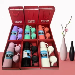 KIT GARRAFA TÉRMICA INOX À VÁCUO 500ML + 3 CANECAS - GDR-1150