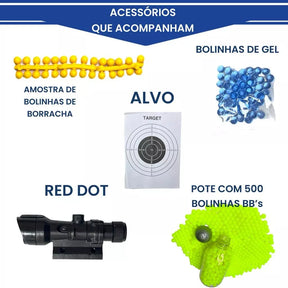 Glock Bolinha De Gel E Bbs 3 Em 1 Manual All Black Ponta Red