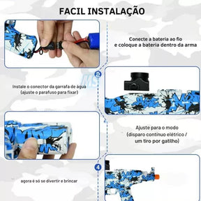 kit 2 lançadores de brinquedo Elétrica Lança Bolinhas Gel Metralhadora Pist
