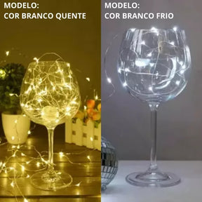 Fio Fada Cordão De Led 10m 100 Leds Fixo Pilha Branco Quente