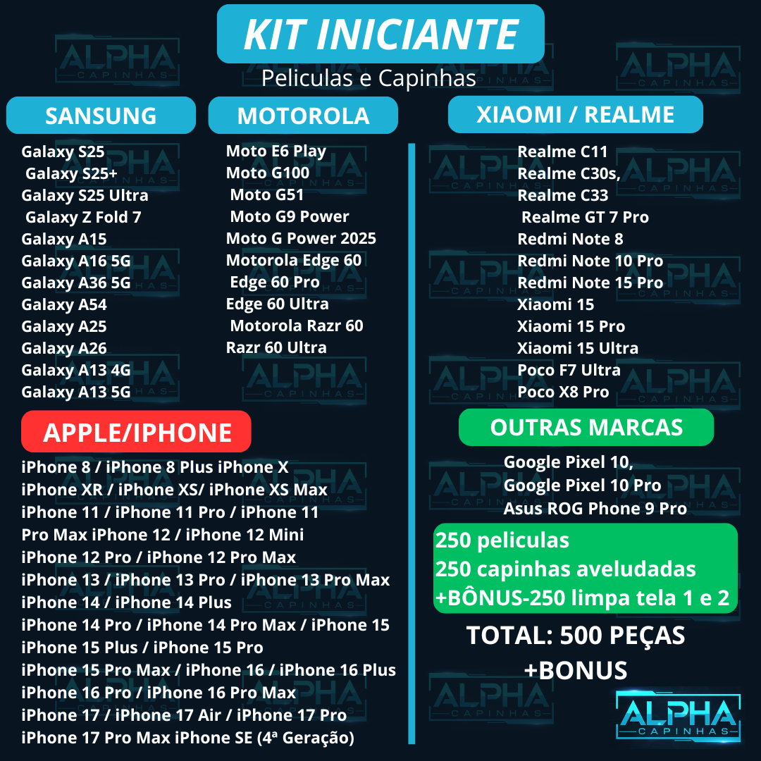 🟢 KIT INICIANTE – 500 PEÇAS SELECIONADAS