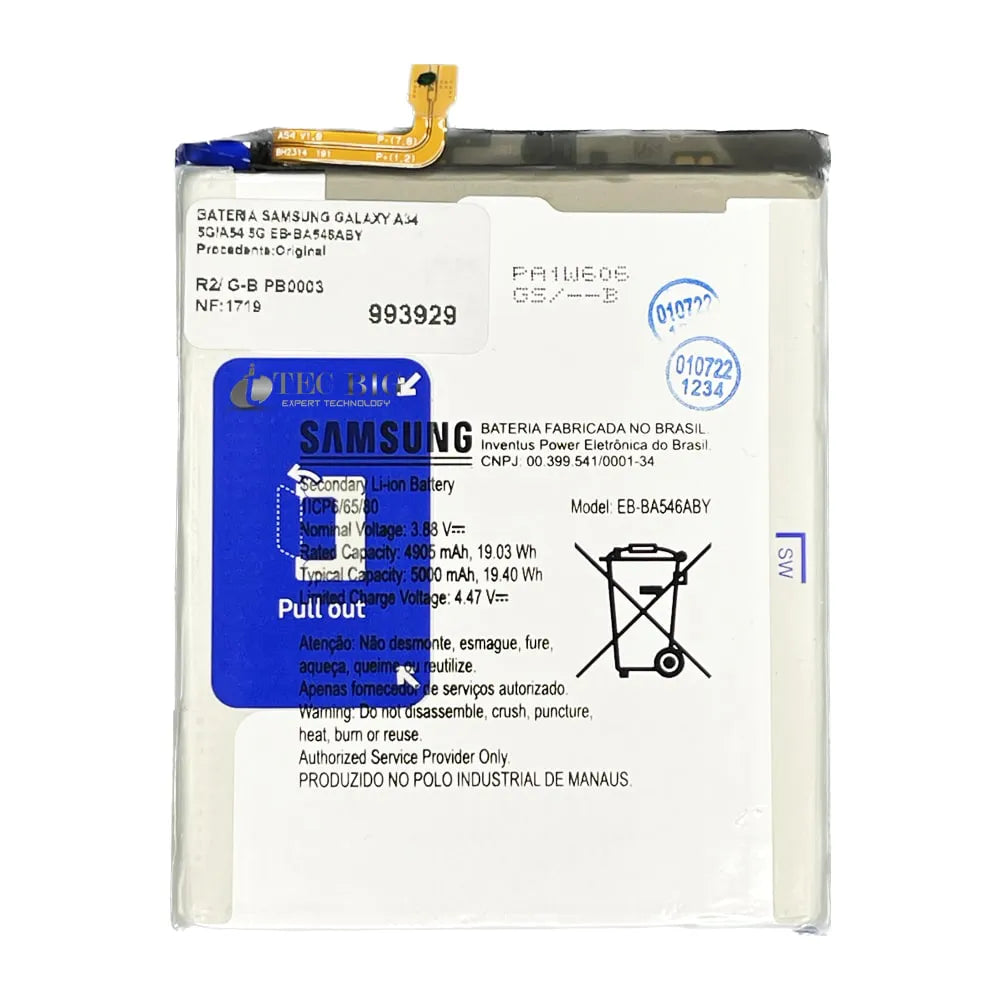 BATERIA SAMSUNG GALAXY A34 5G A346 / A54 5G A546 EB-BA546ABY ORIGINAL NACIONAL