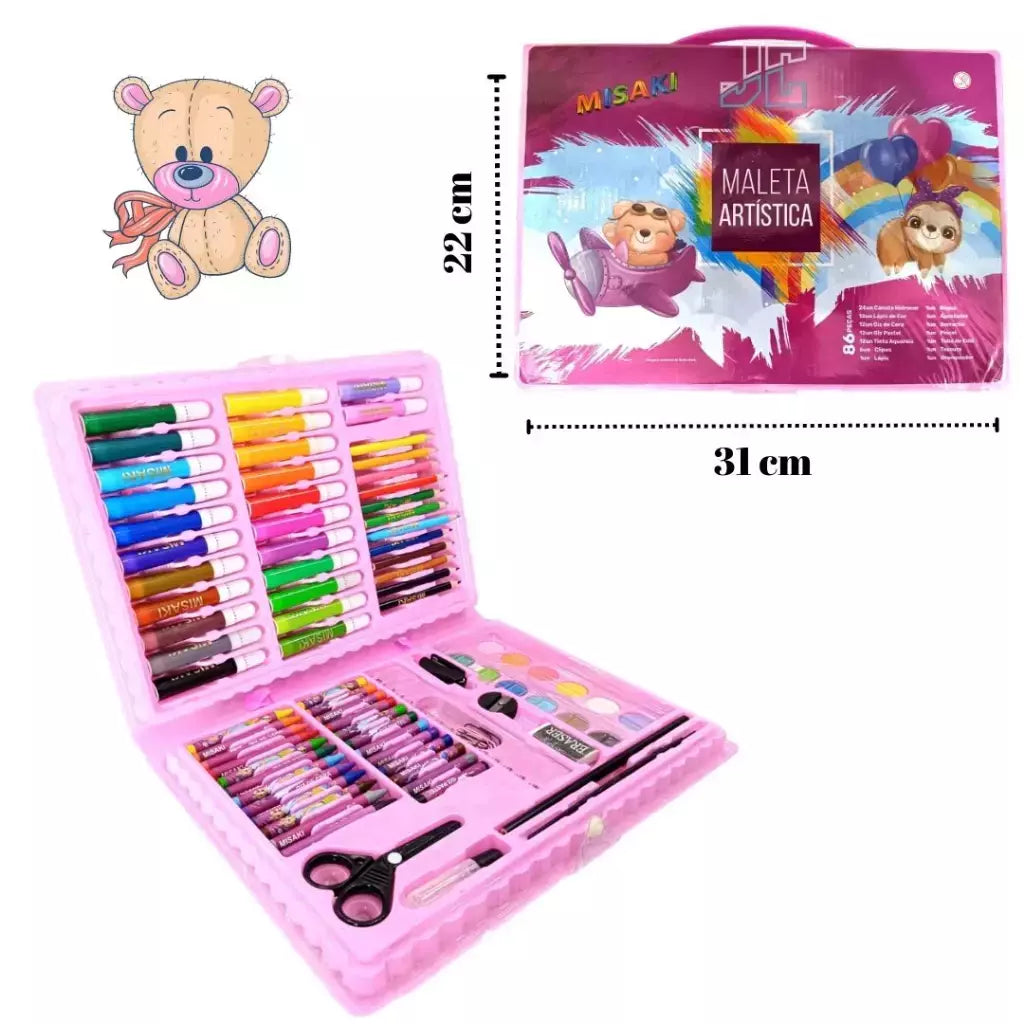 KIT MALETA PARA DESENHAR 86PÇS MENINAS MS-86G