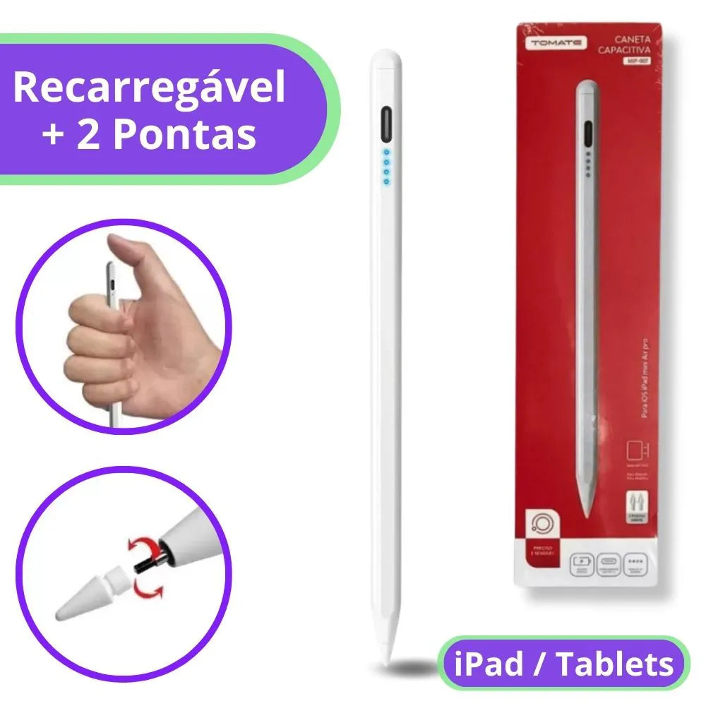 CANETA TOUCH SCREEN ALTA PRECISÃO TABLETS IPADS SMARTPHONES - TOMATE - MIP-007